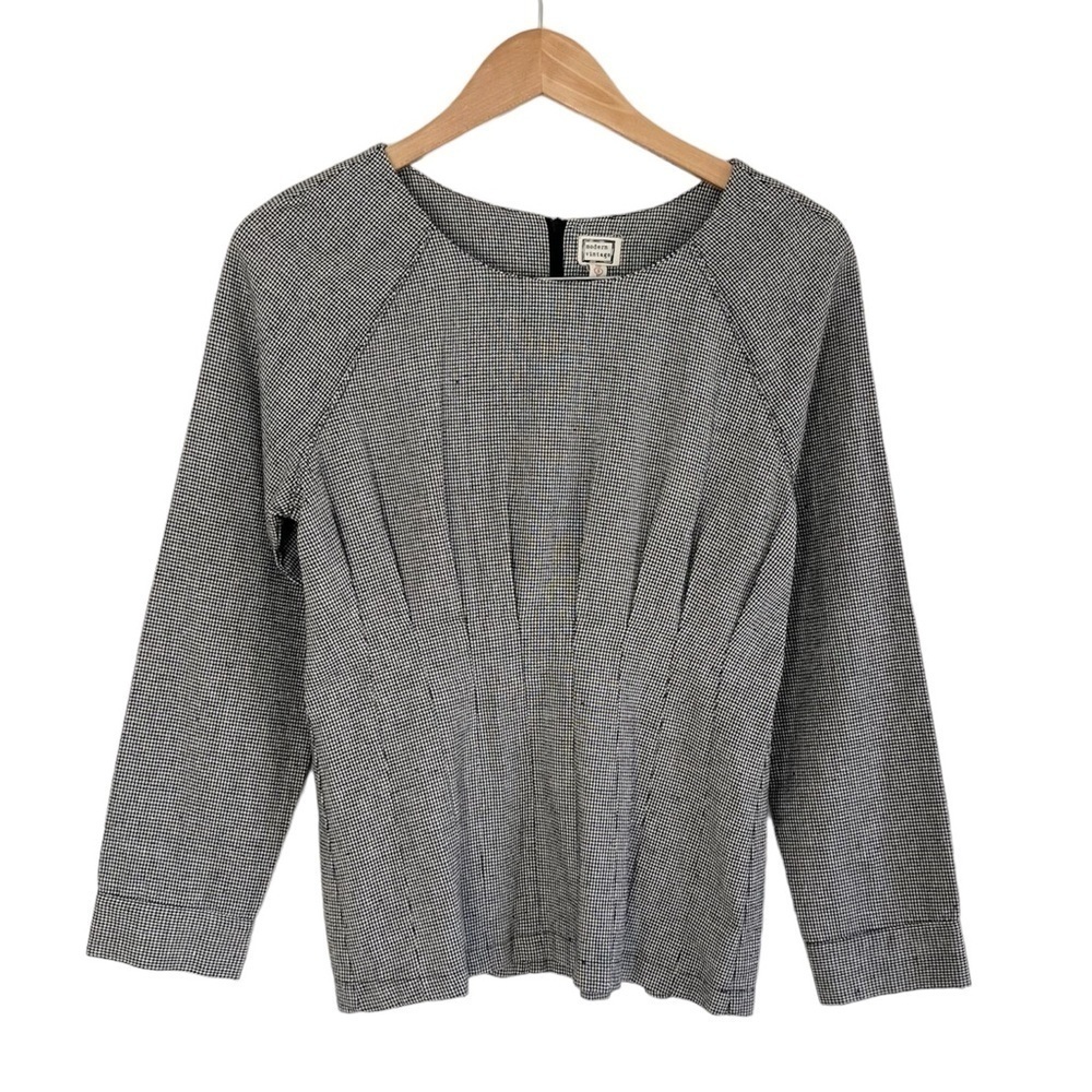 Modern Vintage Houndstooth Gathered Waist Blouse